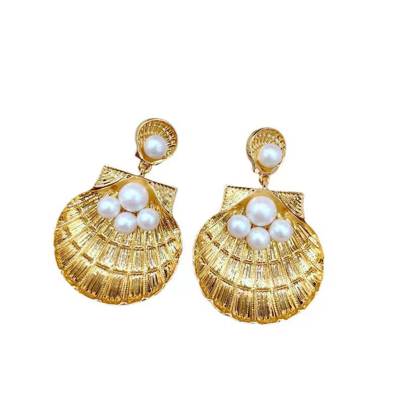Golden Gulf Shell Drop Earrings