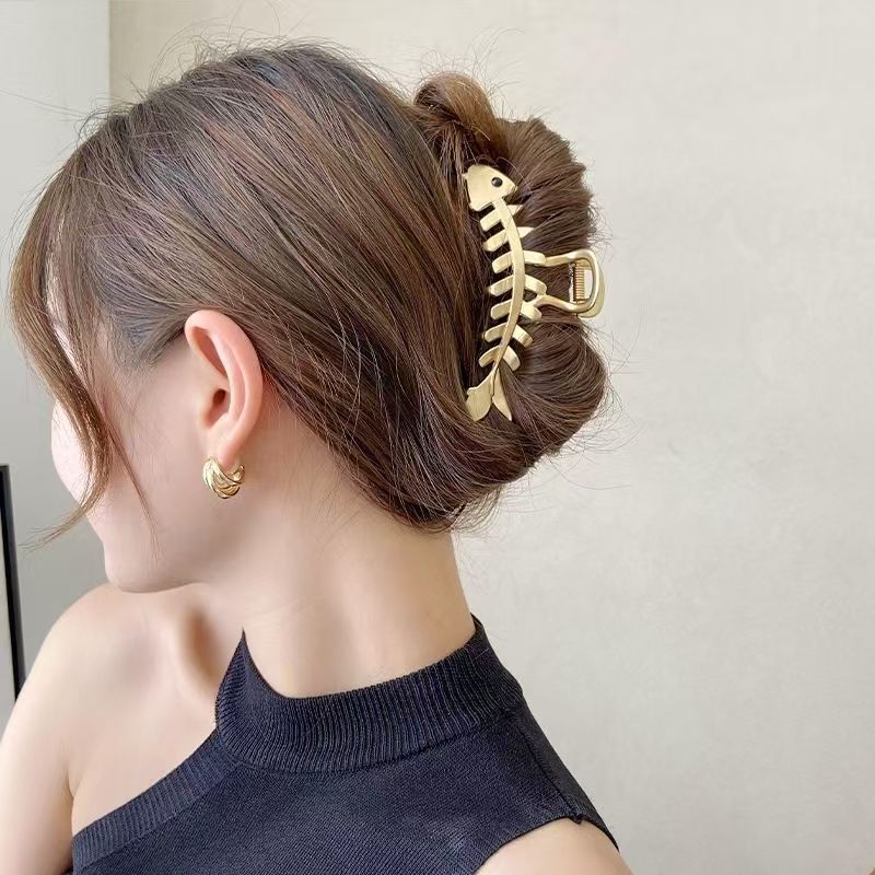 Golden Tide Fishbone Hair Claw
