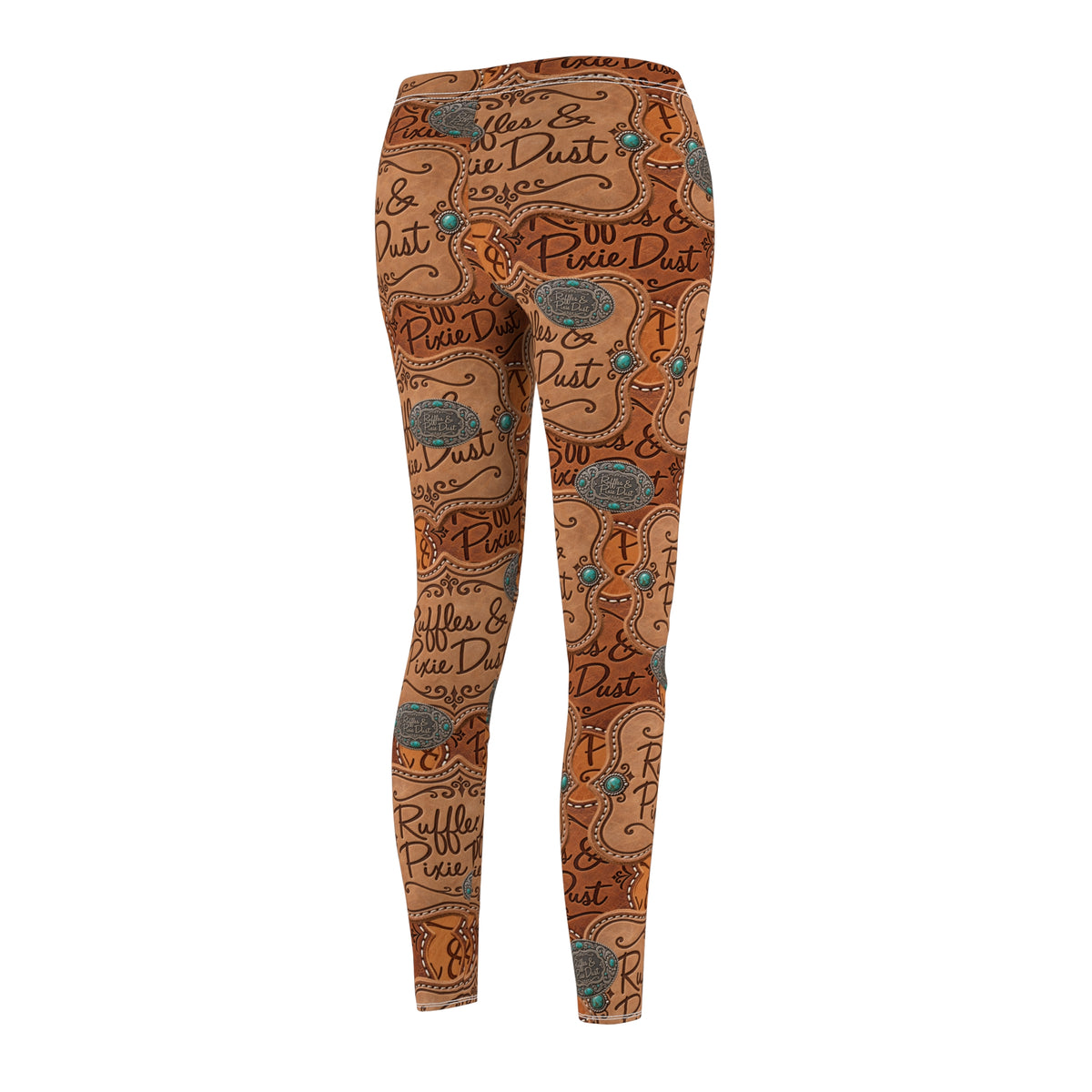 Cowgirl Leggings for Women, Western Leather Logo Patch Print