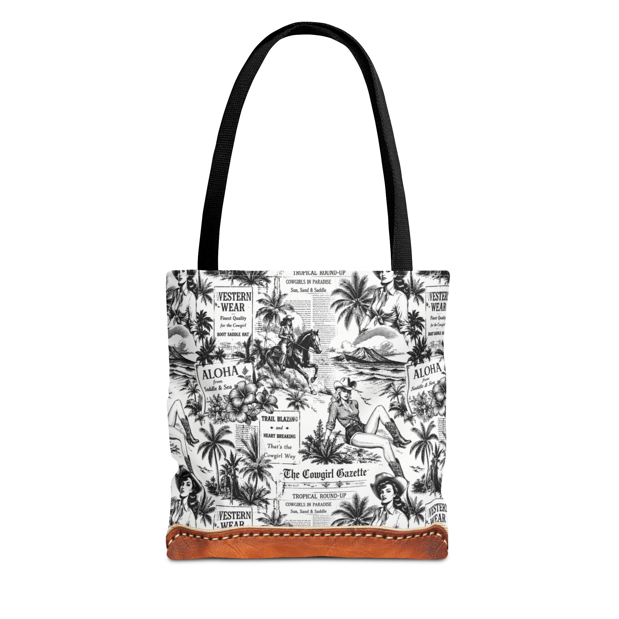 Coastal Cowgirl Tote Bag, Western Horse Toile Beach Bag, 3 Vintage Designs and 3 Sizes