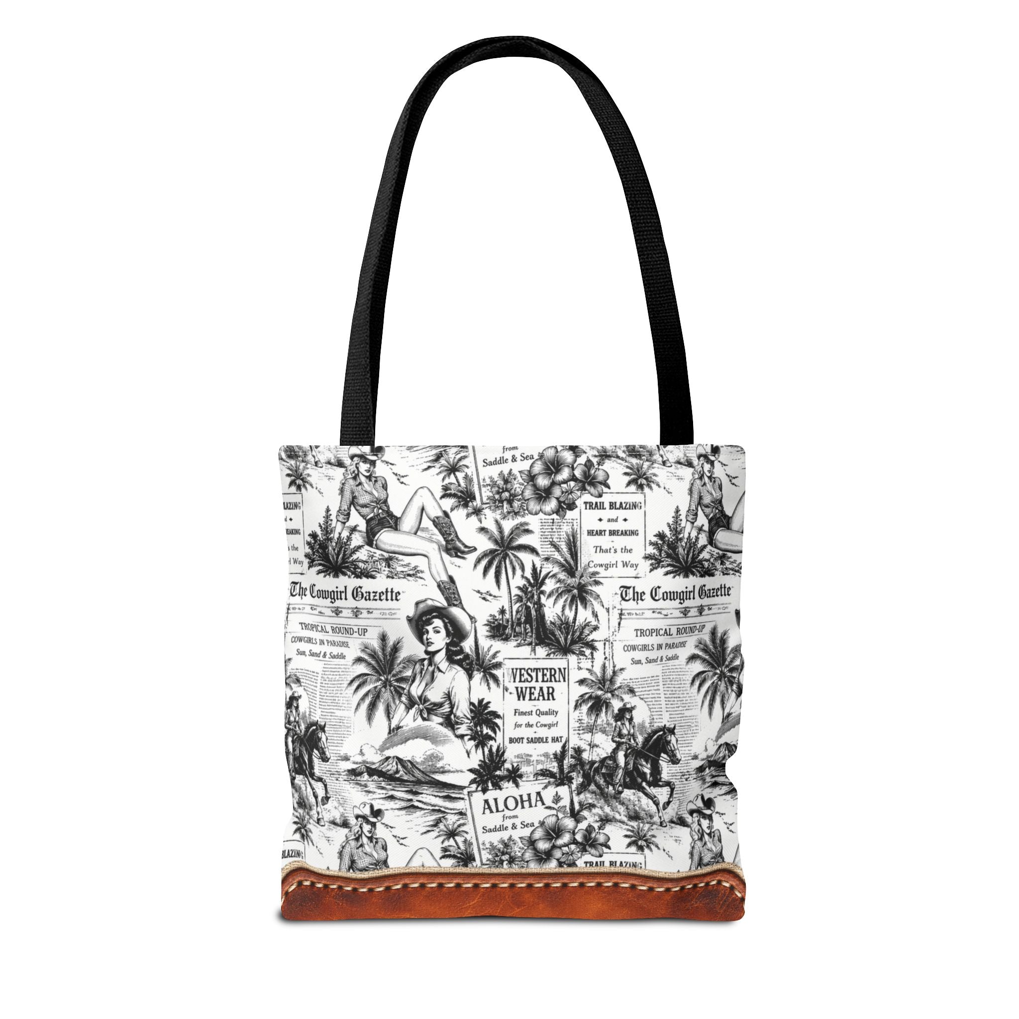 Coastal Cowgirl Tote Bag, Western Horse Toile Beach Bag, 3 Vintage Designs and 3 Sizes