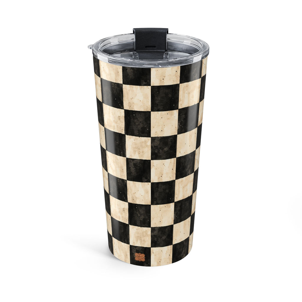 Personalized Tumbler, Custom Name 20 oz Travel Mug, Checkered Cowgirl Design