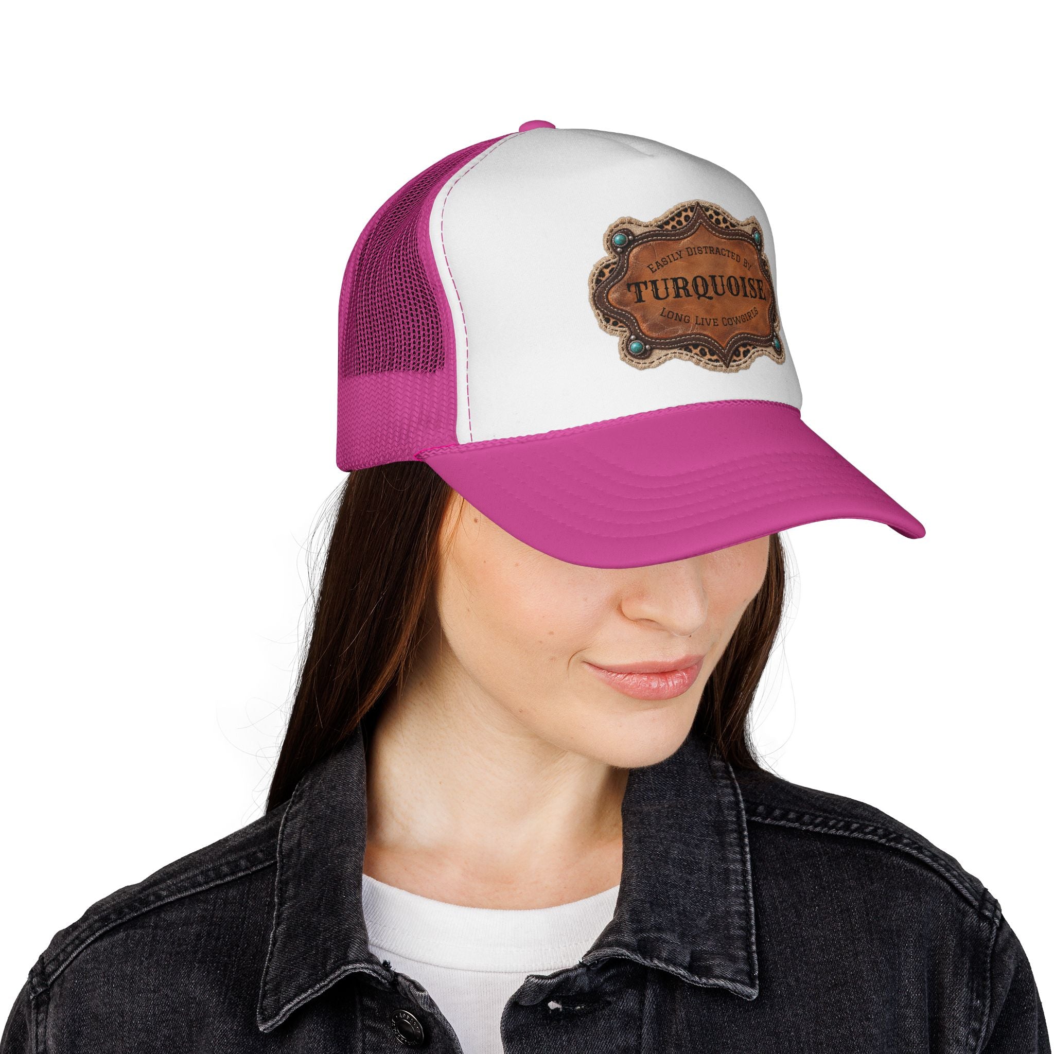 Turquoise Trucker Hat, Western Cowgirl Baseball Cap, Easily Distracted by Turquoise