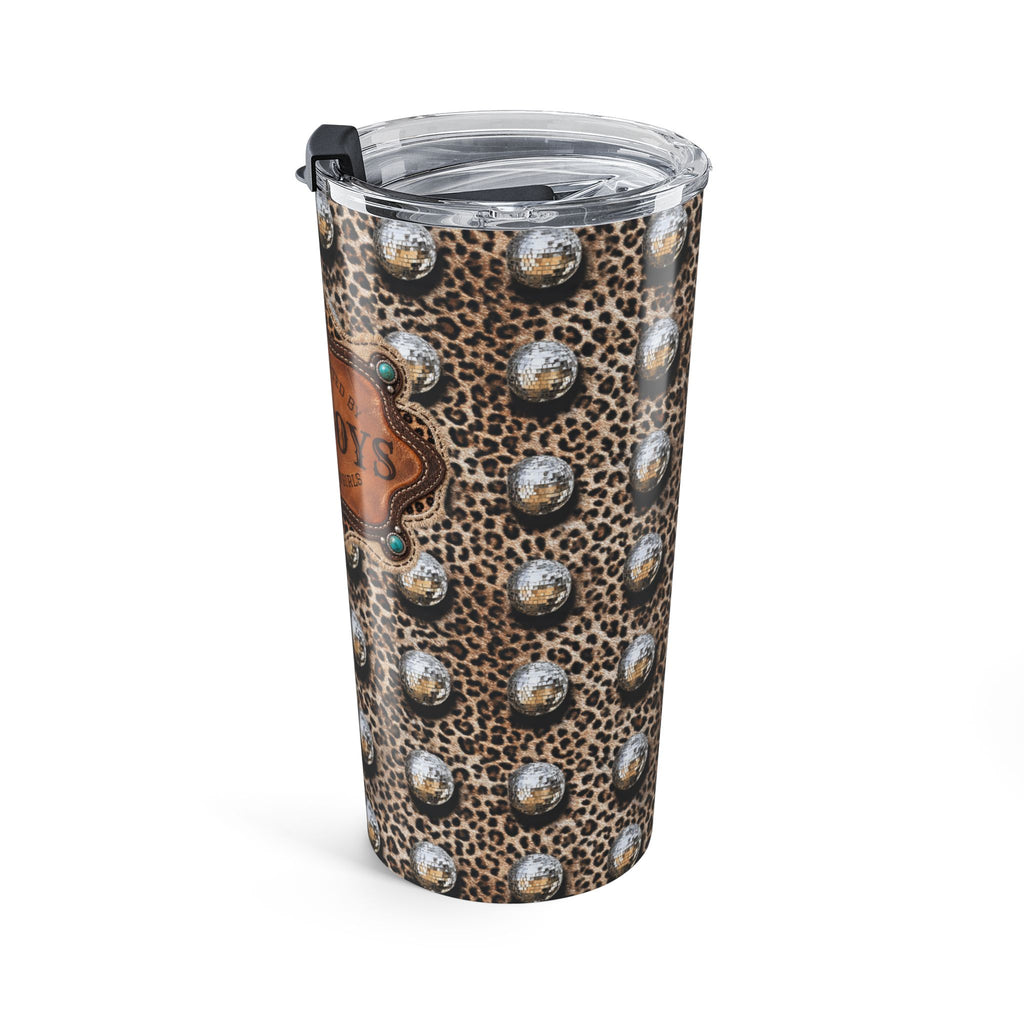 Personalized Western Tumbler, Custom Cowboy Name Cup, Leopard Disco Ball 20 oz Travel Mug