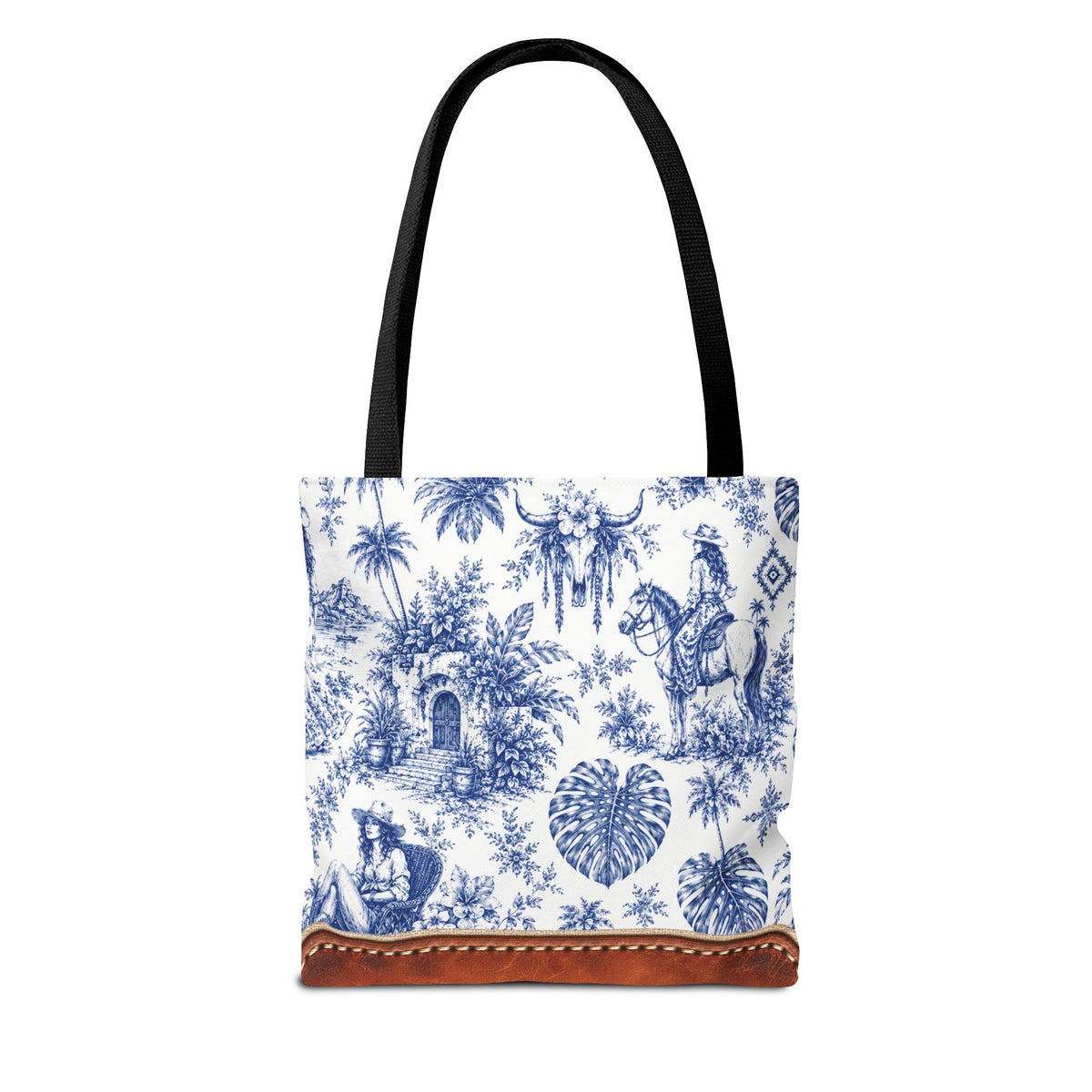 Coastal Cowgirl Tote Bag, Western Horse Toile Beach Bag, 3 Vintage Designs and 3 Sizes