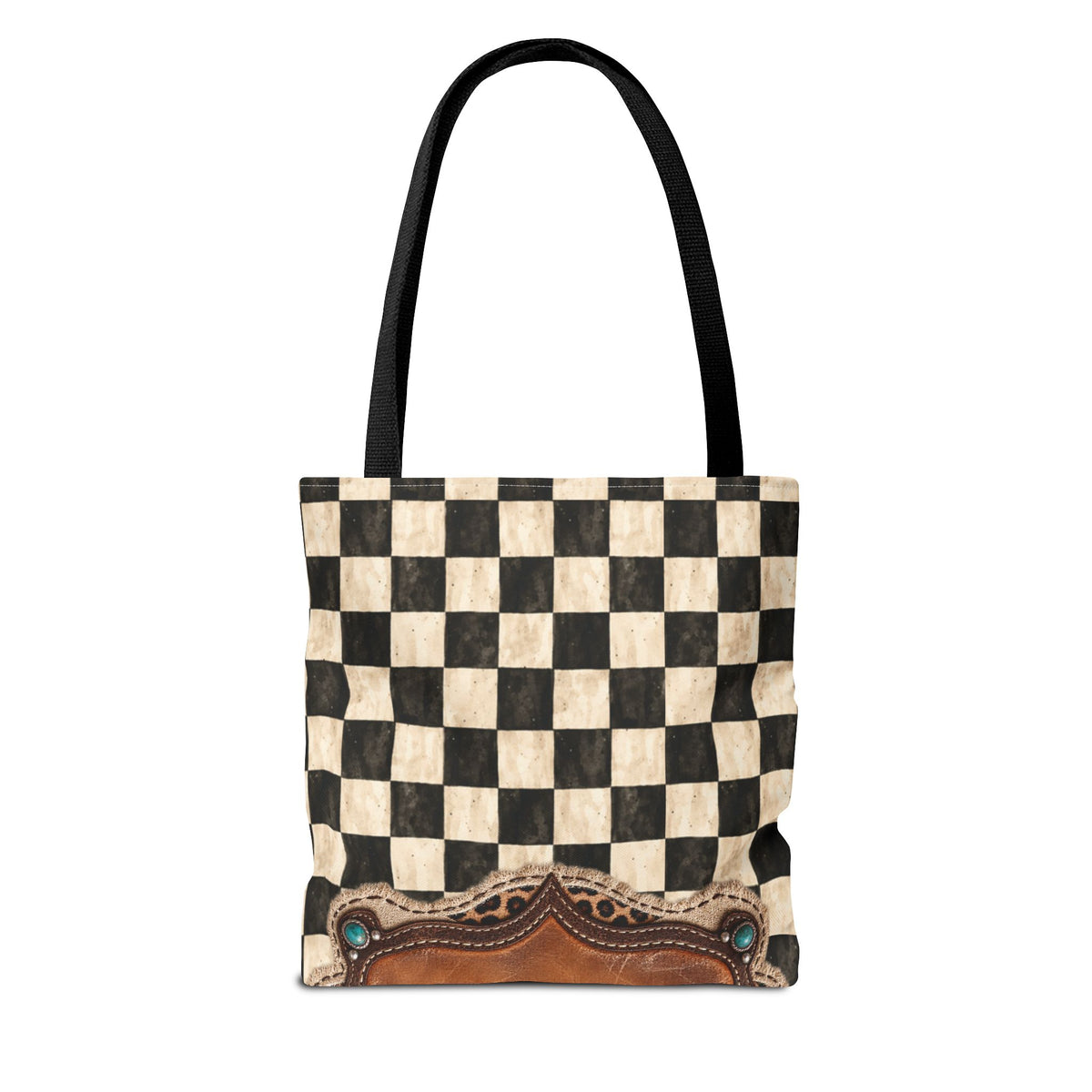 Personalized Tote Bag, Checkered Cowgirl Design, Custom Name