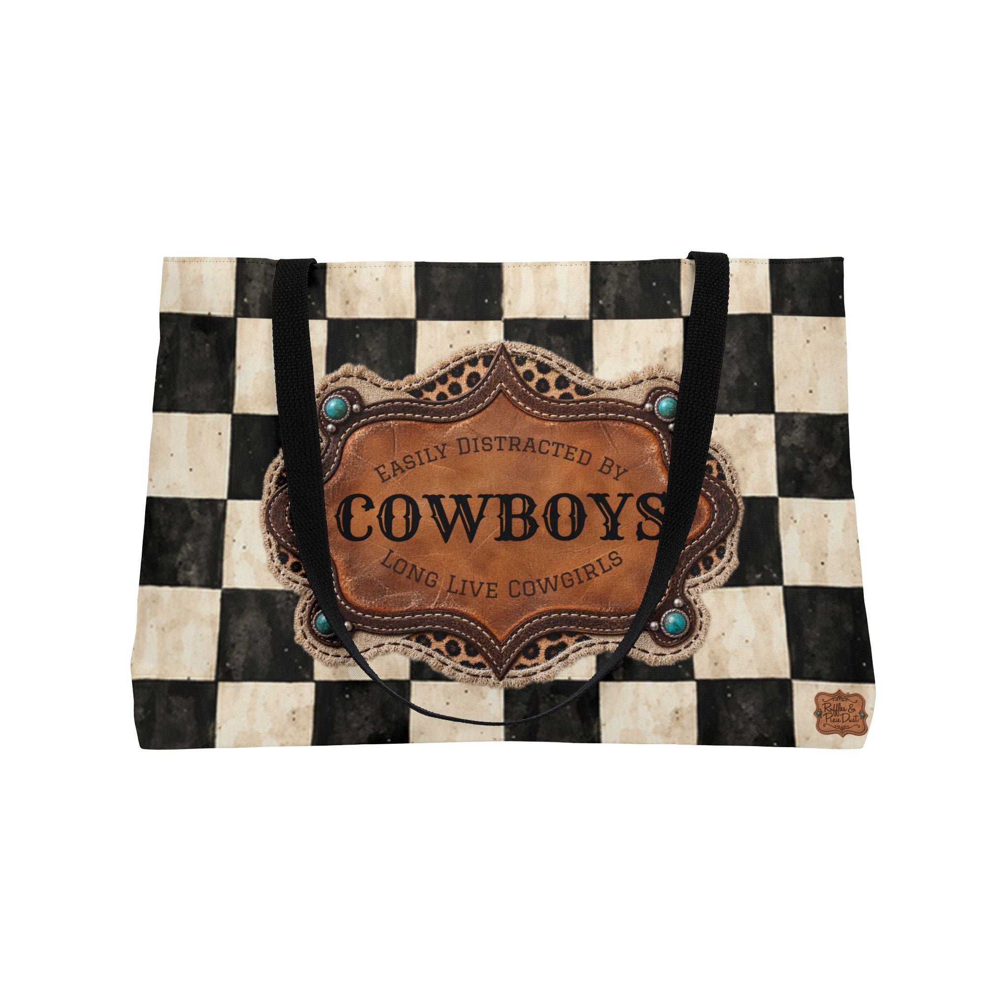 Personalized Weekender Bag, Custom Name Travel Bag, Checkered Cowgirl Design