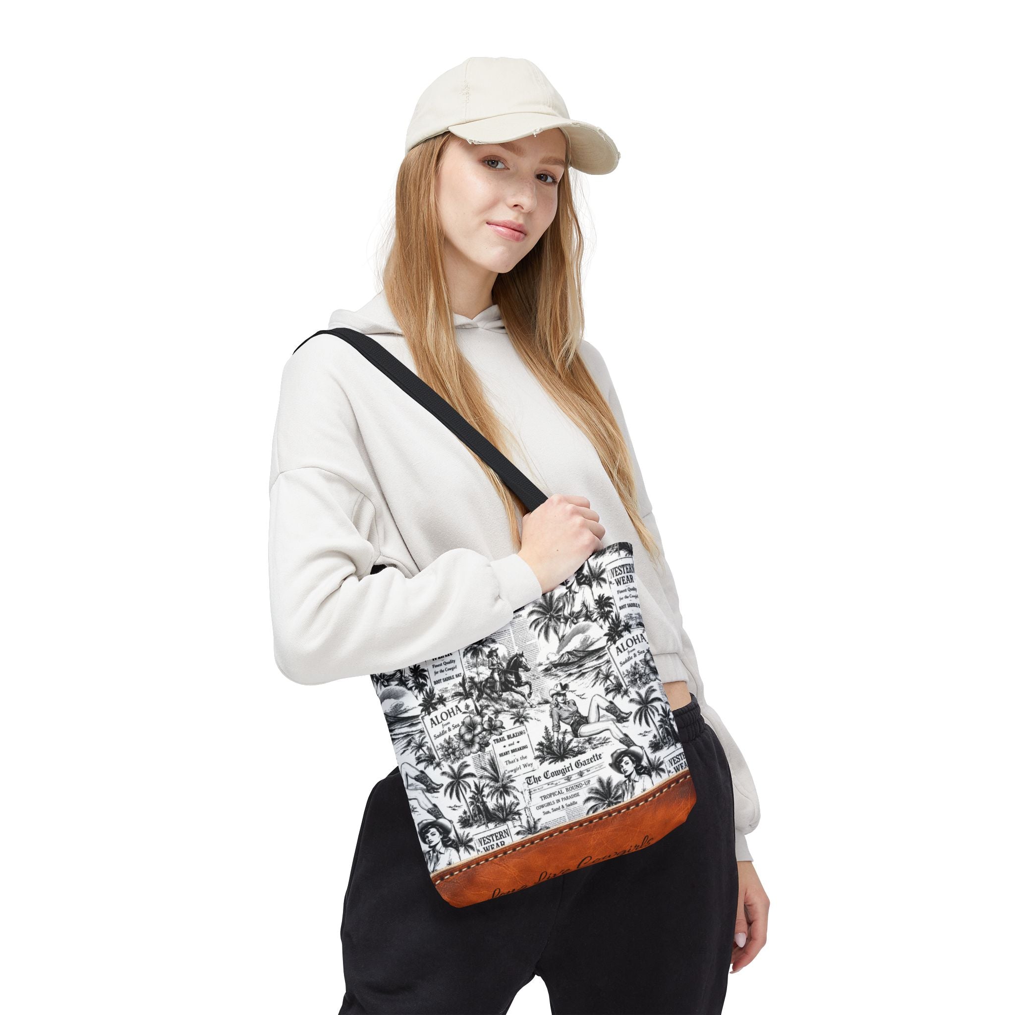 Coastal Cowgirl Tote Bag, Western Horse Toile Beach Bag, 3 Vintage Designs and 3 Sizes