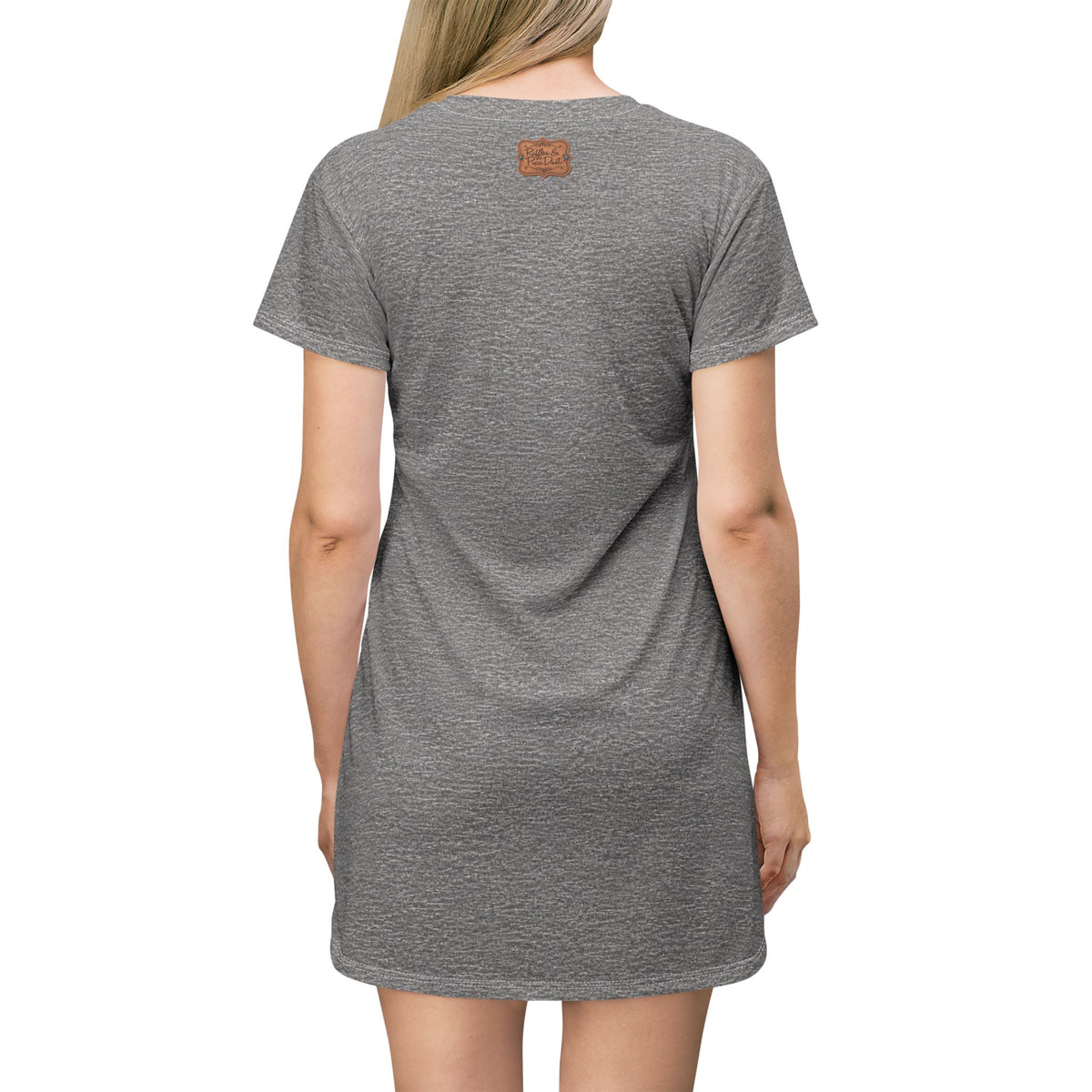 Boho Western Dress for Women, Graphic T Shirt Dress - Heather Gray Cowboys