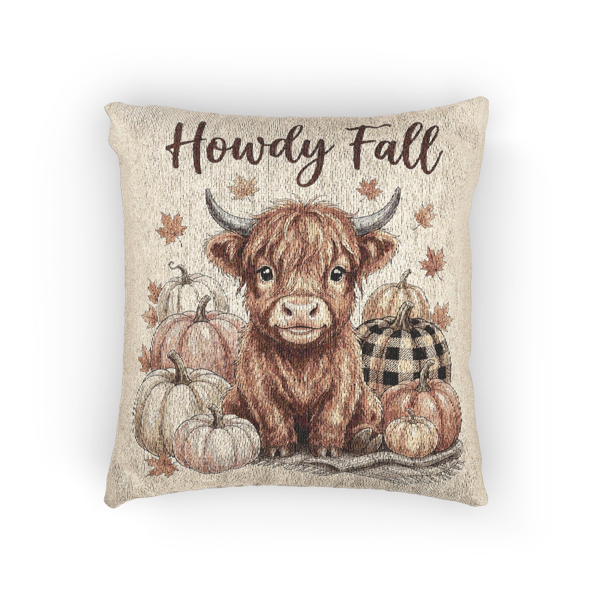 Highland Cow Tapestry Pillow, Howdy Fall Decor, Farmhouse Accent