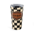 Personalized Tumbler, Custom Name 20 oz Travel Mug, Checkered Cowgirl Design
