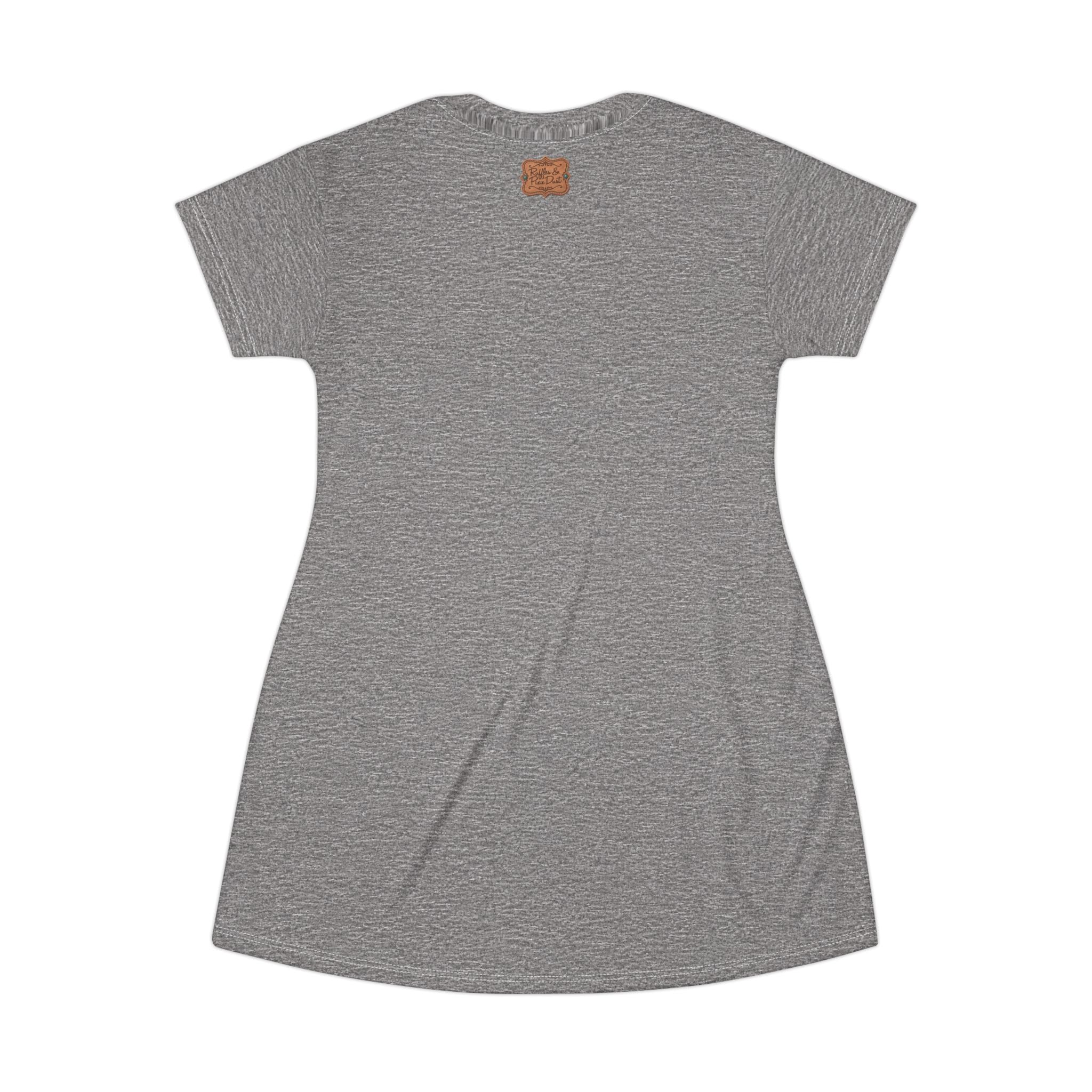 Boho Western Dress for Women, Graphic T Shirt Dress - Heather Gray Cowboys