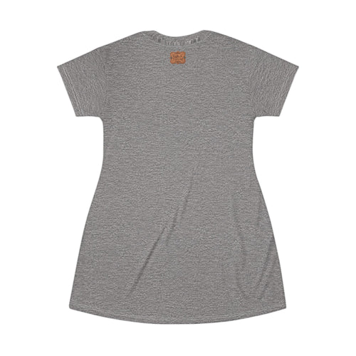 Boho Western Dress for Women, Graphic T Shirt Dress - Heather Gray Cowboys
