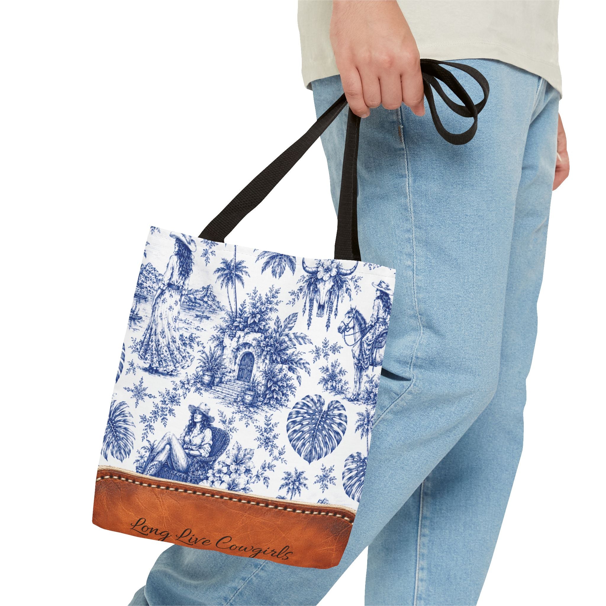 Coastal Cowgirl Tote Bag, Western Horse Toile Beach Bag, 3 Vintage Designs and 3 Sizes