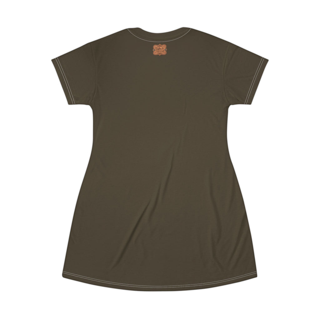 Boho Western Dress for Women, Graphic T Shirt Dress - Brown Horses