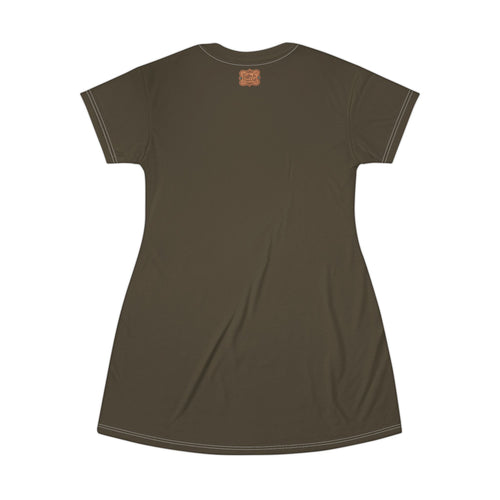 Boho Western Dress for Women, Graphic T Shirt Dress - Brown Horses