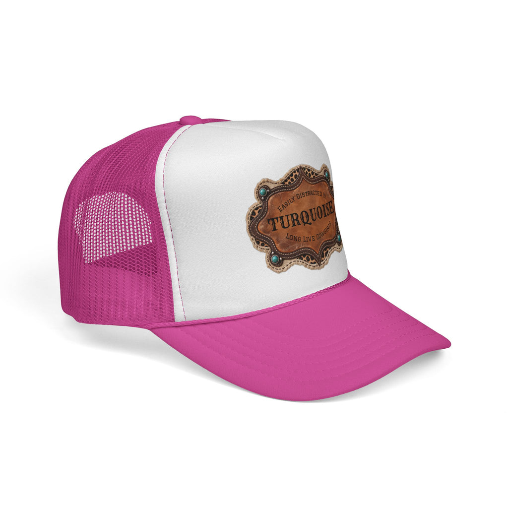 Turquoise Trucker Hat, Western Cowgirl Baseball Cap, Easily Distracted by Turquoise