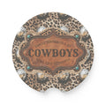 Personalized Car Coasters Set of 2, Custom Coasters, Funny Western Cowboy Leopard Car Accessories