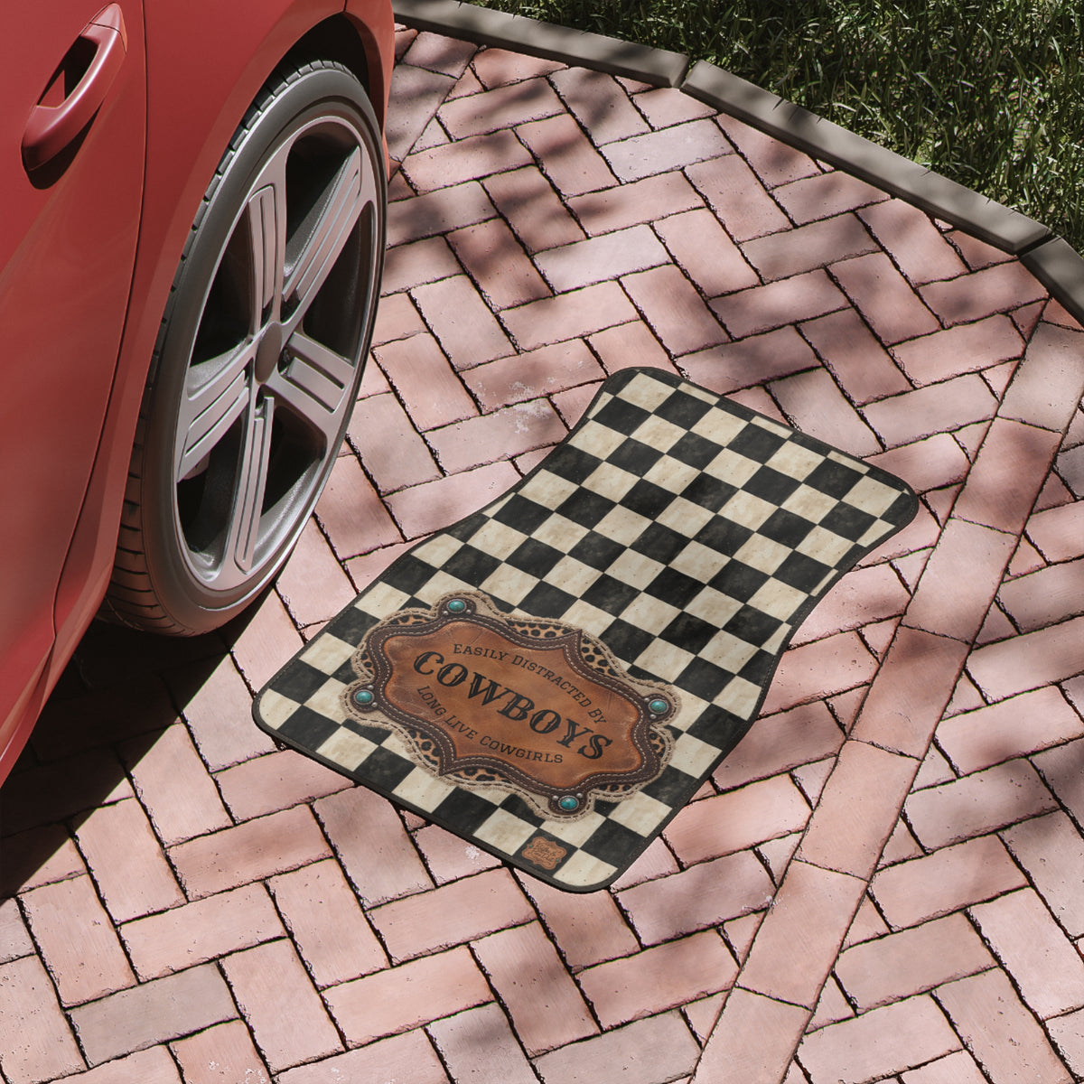 Car Floor Mats, Personalized Western Cowgirl Car Accessories, Custom Name
