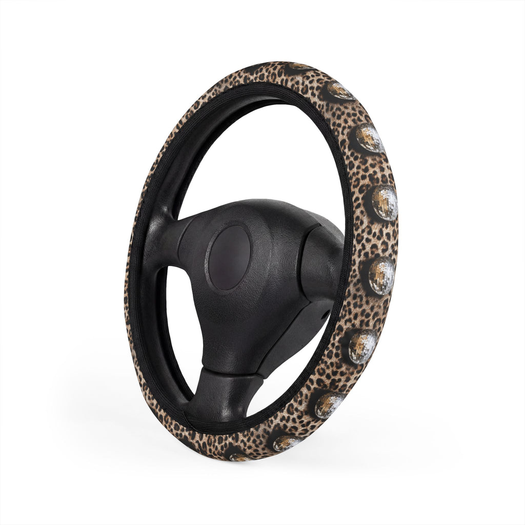 Western Steering Wheel Cover, Leopard Disco Ball Cowgirl Car Accessory, Coordinating Cowboy Auto Interior Decor
