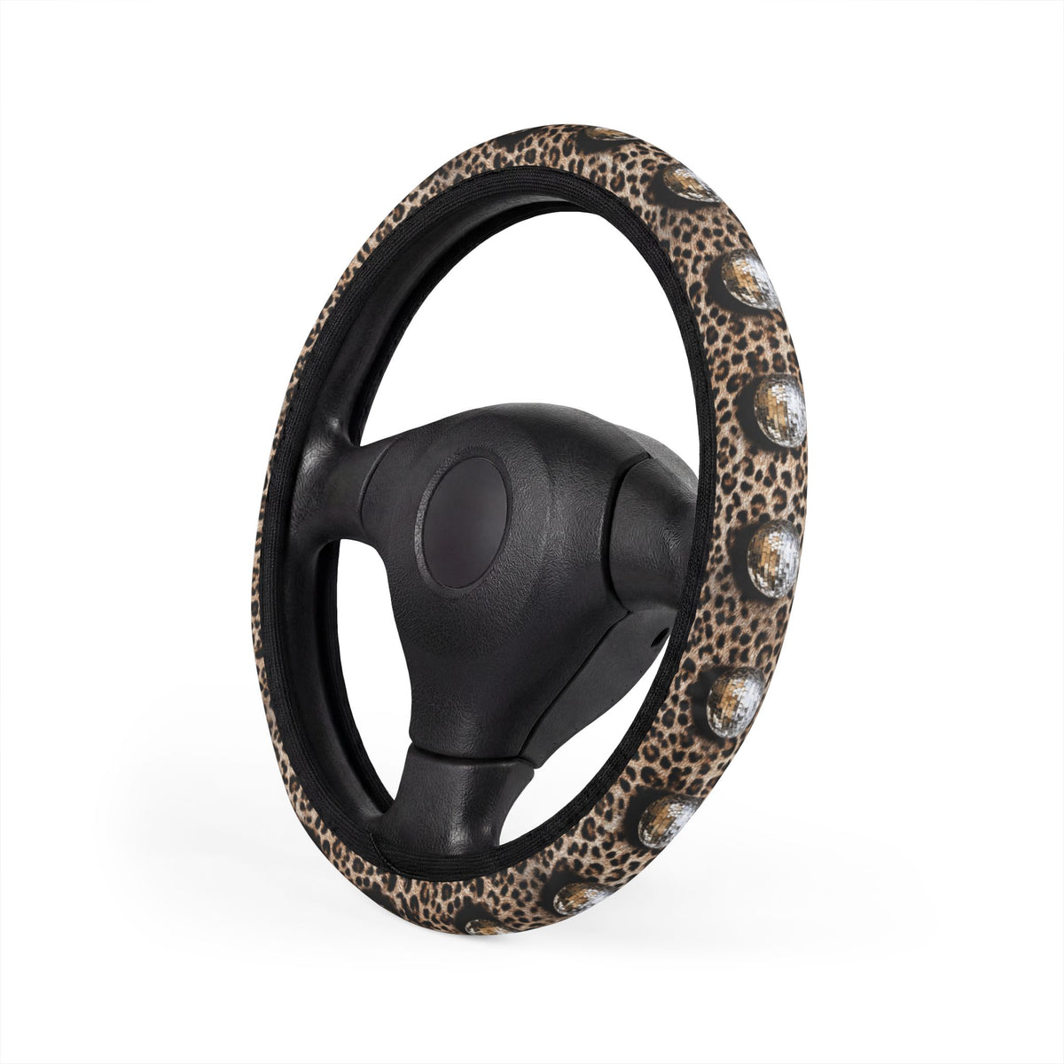 Western Steering Wheel Cover, Leopard Disco Ball Cowgirl Car Accessory, Coordinating Cowboy Auto Interior Decor