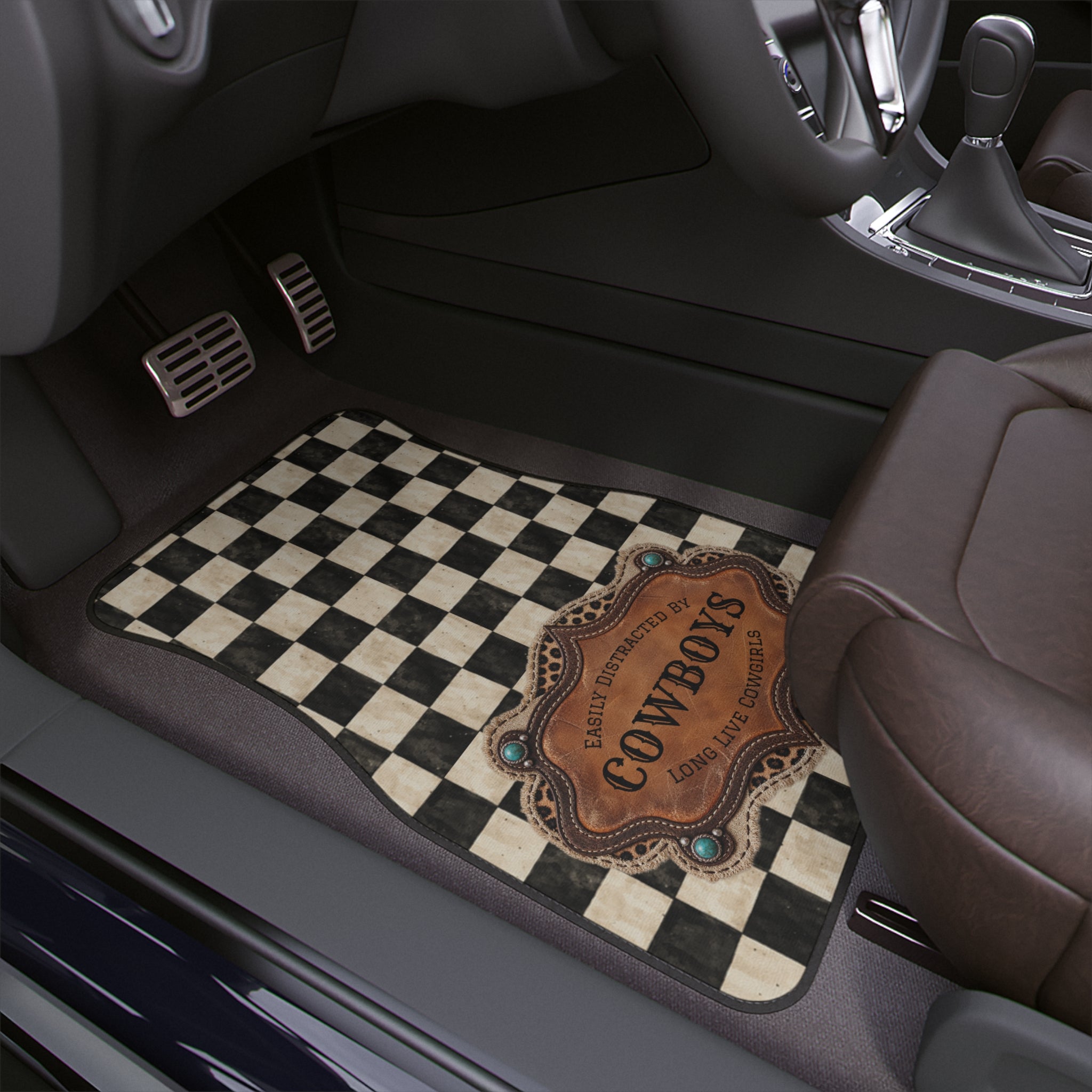 Car Floor Mats, Personalized Western Cowgirl Car Accessories, Custom Name