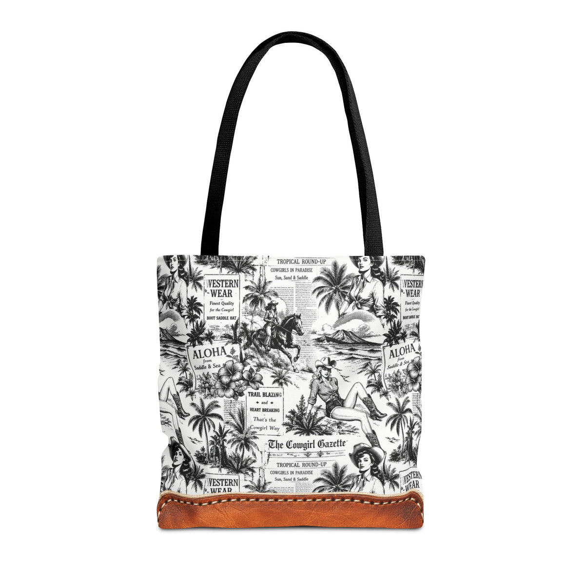 Coastal Cowgirl Tote Bag, Western Horse Toile Beach Bag, 3 Vintage Designs and 3 Sizes