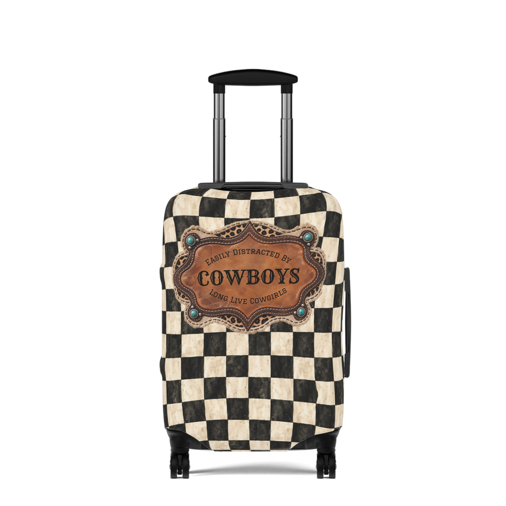 Luggage Cover, Personalized Gift for Her, Checkered Cowgirl Custom Name