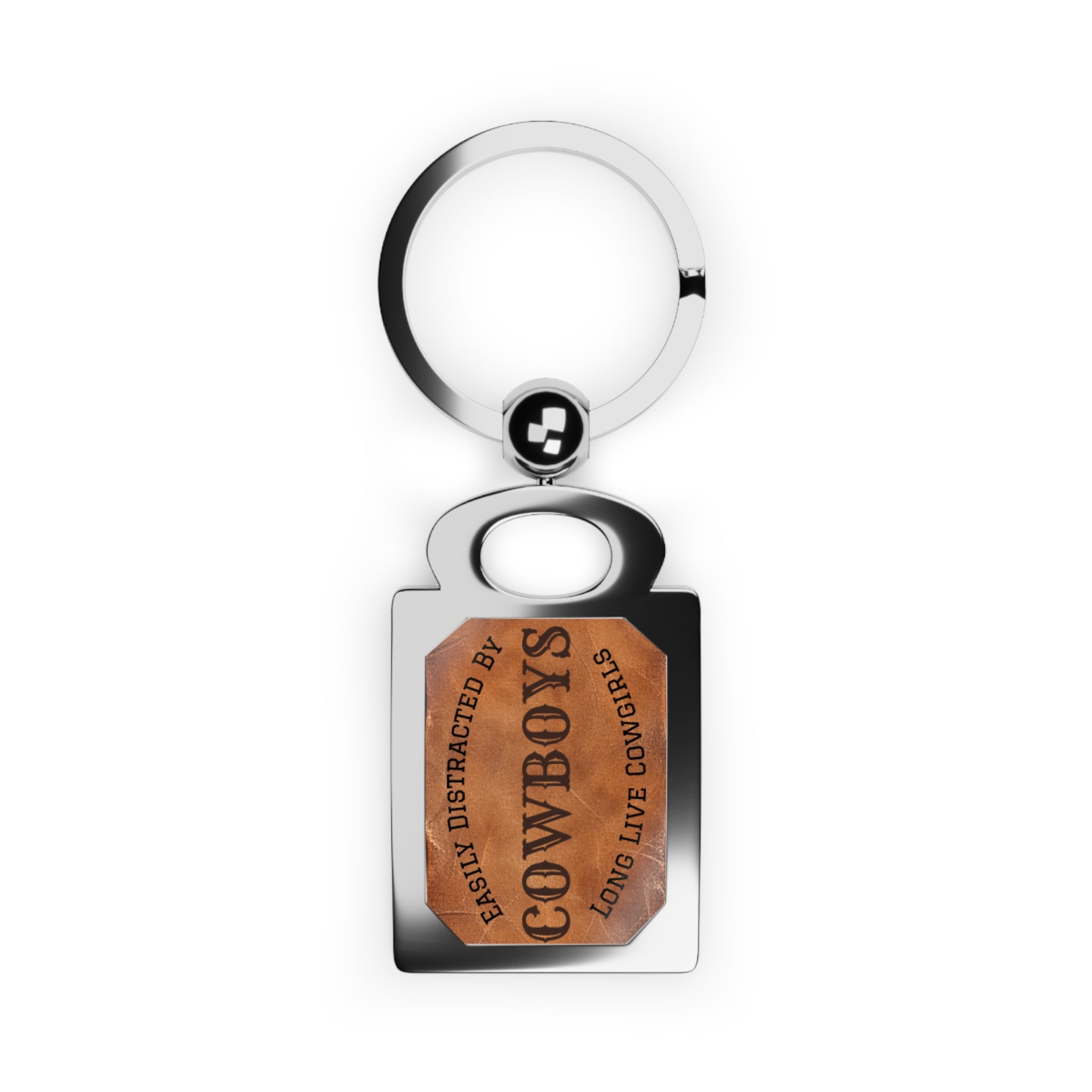 Cowboys Leather Patch Rectangle Photo Keyring | Western Keychain
