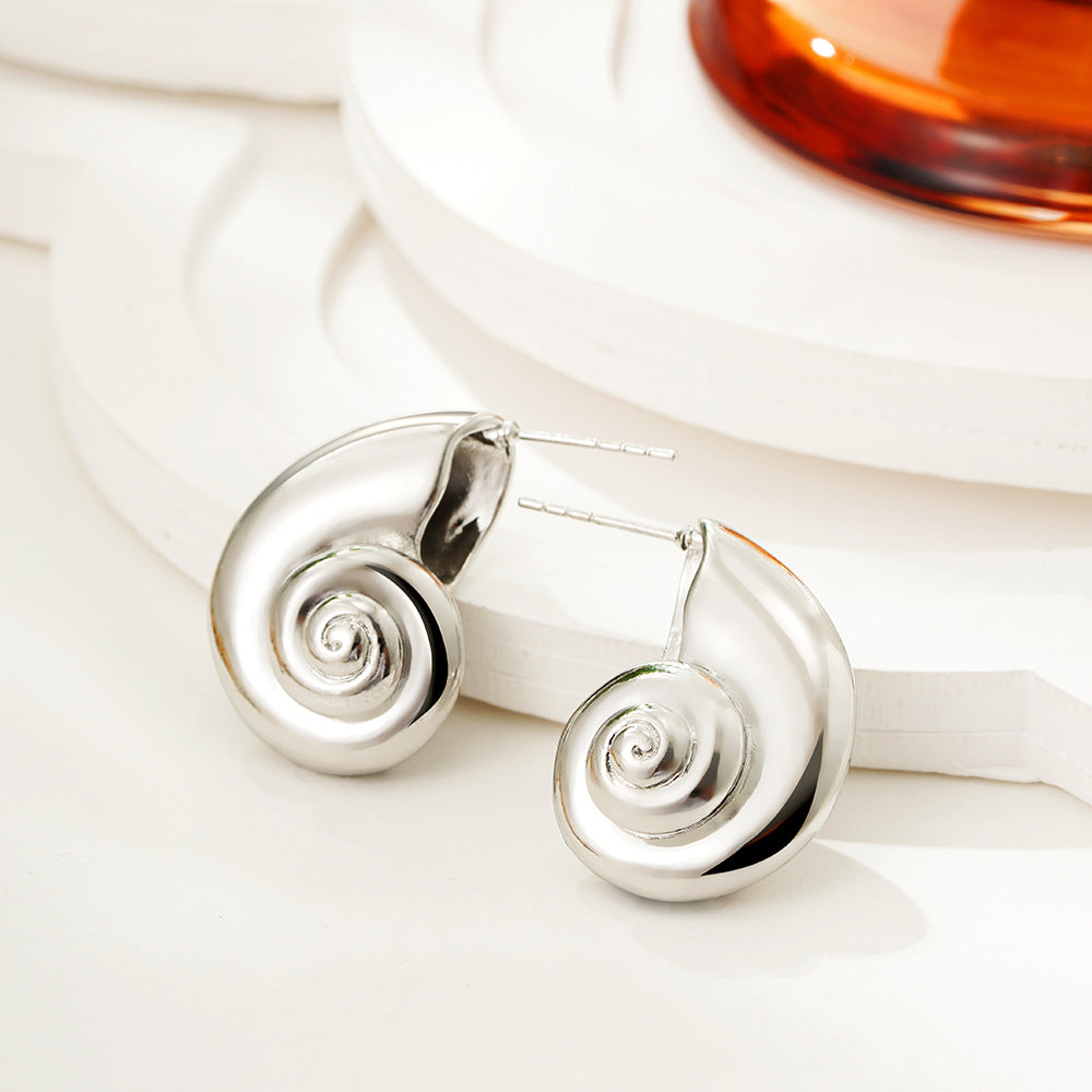 Silver Tide Conch Earrings