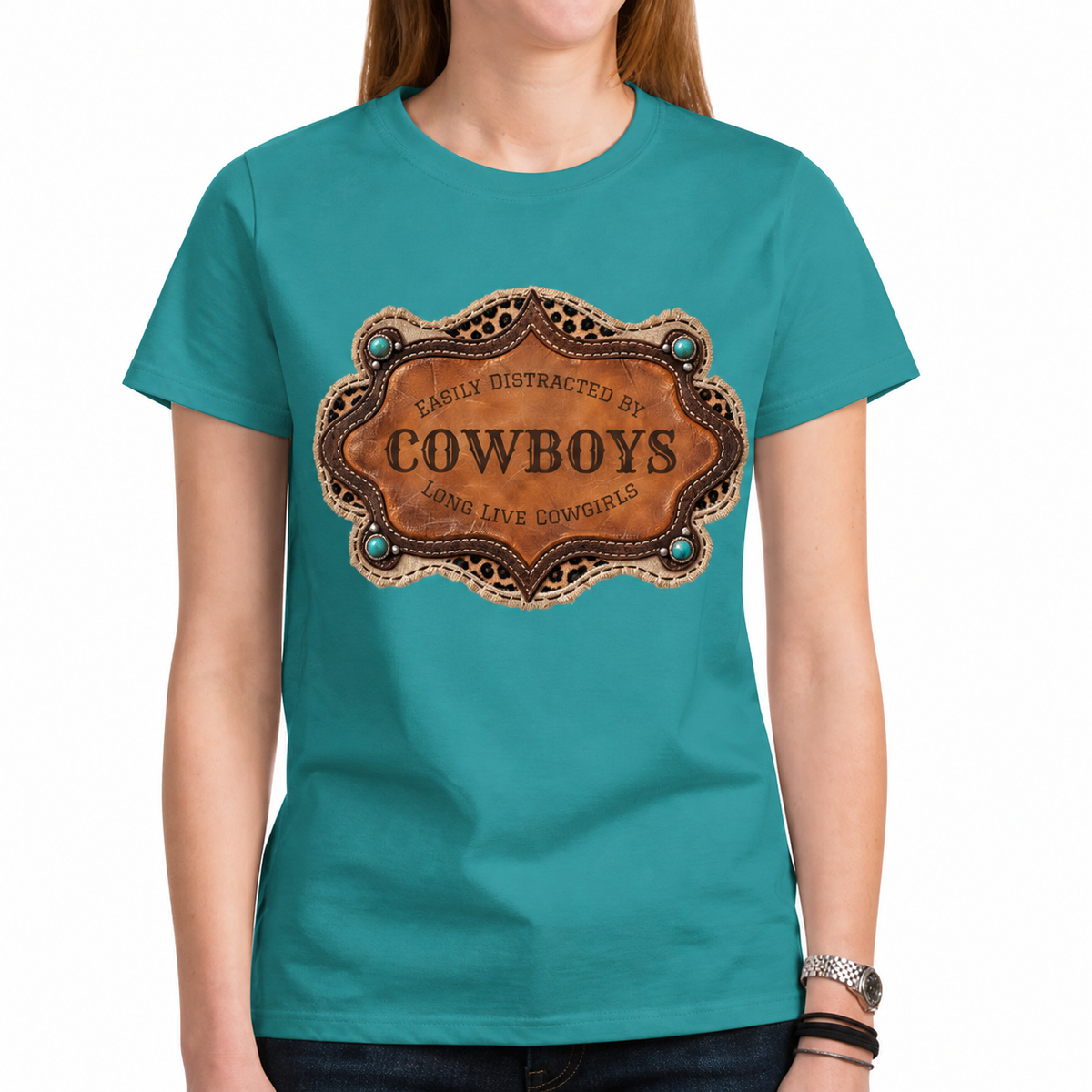 Western Graphic T-Shirt for Women, Easily Distracted Cowgirl Tee, Cowboy Mesh Shirt, 5 Designs