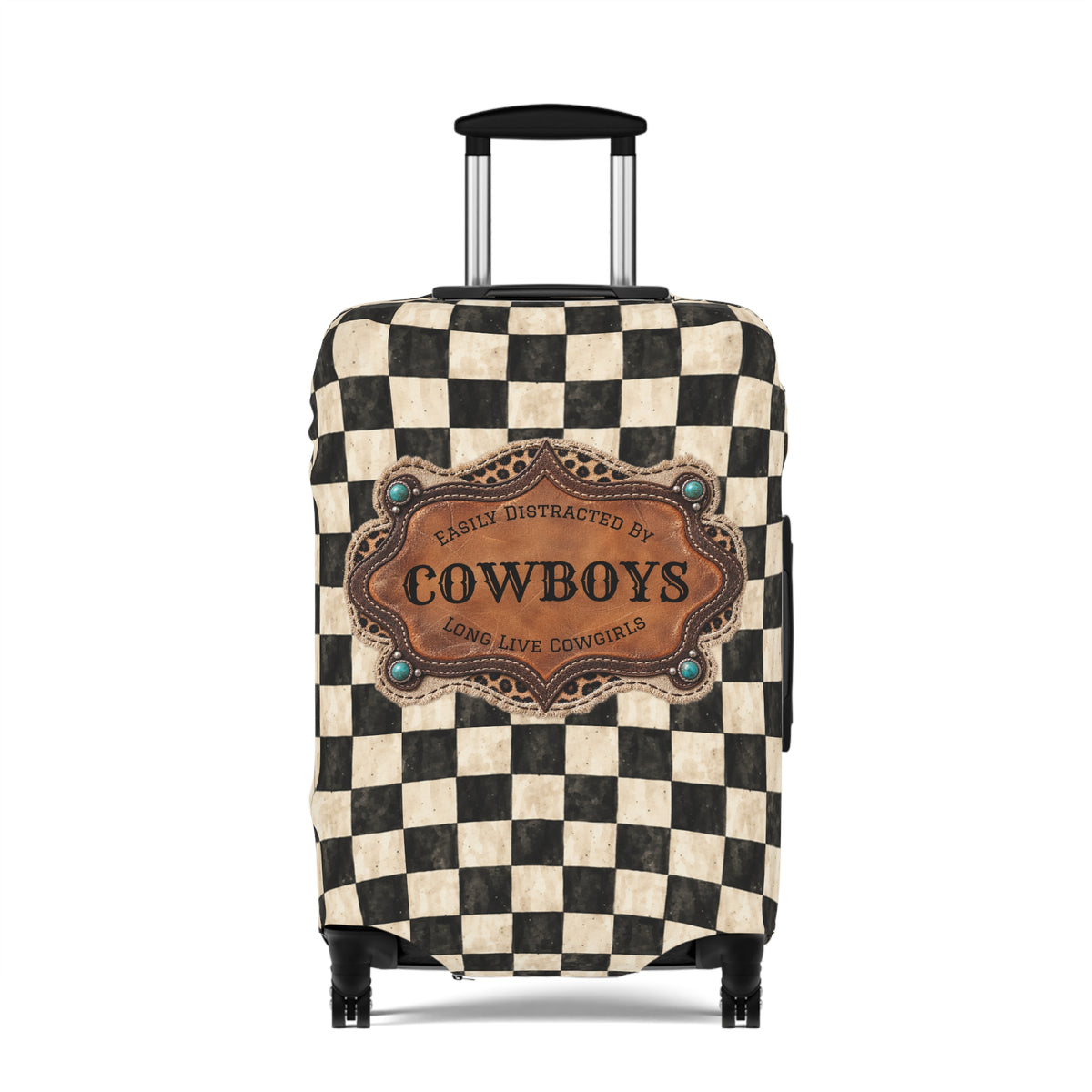 Luggage Cover, Personalized Gift for Her, Checkered Cowgirl Custom Name