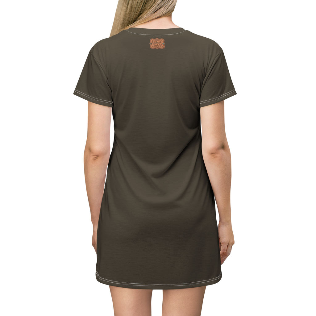 Boho Western Dress for Women, Graphic T Shirt Dress - Brown Horses
