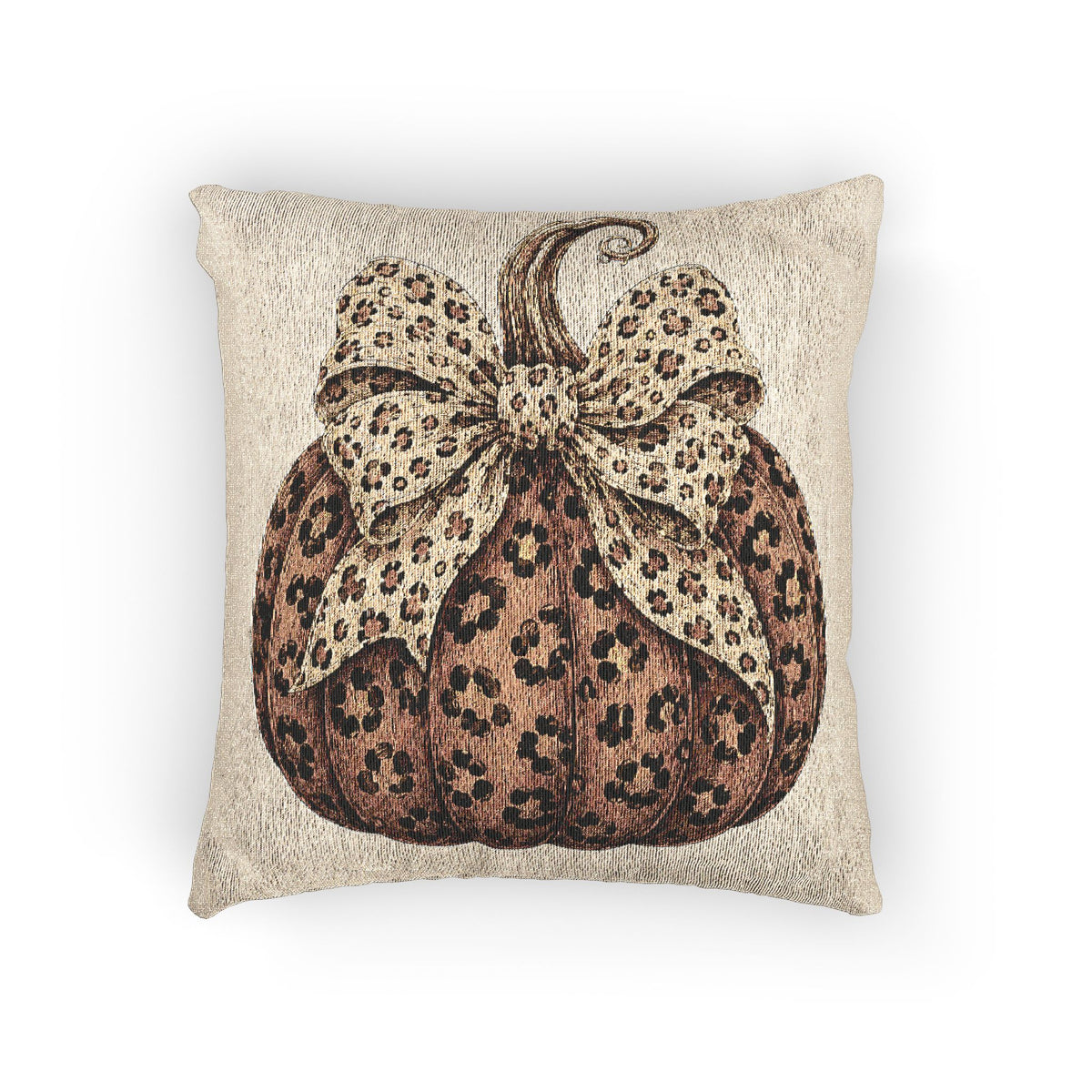 Leopard Pumpkin Woven Pillow, Thanksgiving Decor for Fall