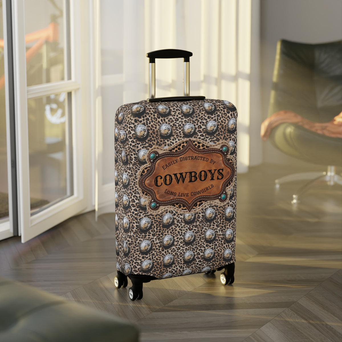 Luggage Cover, Personalized Gift for Her, Western Cowgirl Custom Name