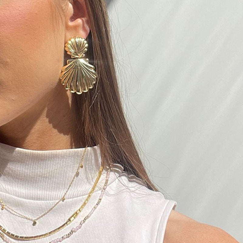 Sunlit Shell Statement Earrings