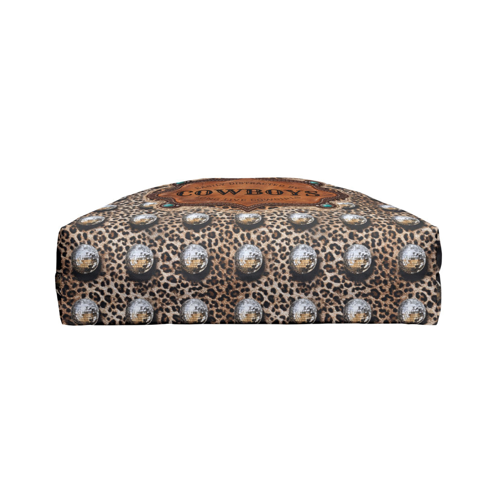 Personalized Western Weekender Bag, Custom Cowboy Name Tote, Leopard Disco Ball Travel Bag