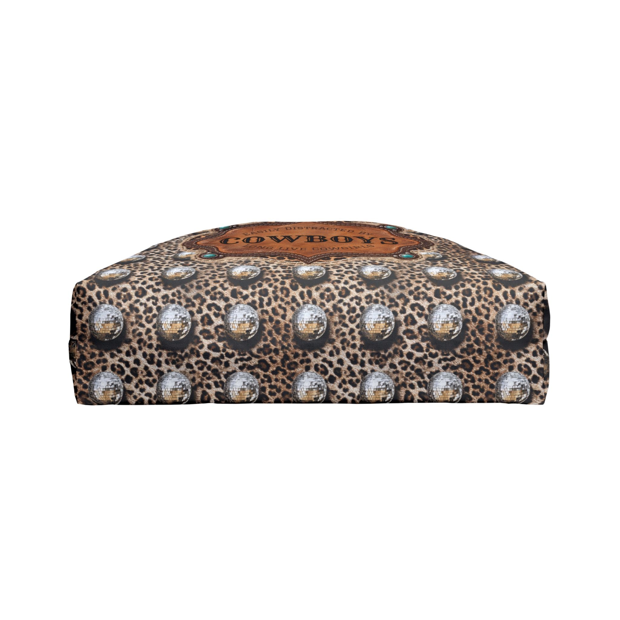 Personalized Western Weekender Bag, Custom Cowboy Name Tote, Leopard Disco Ball Travel Bag