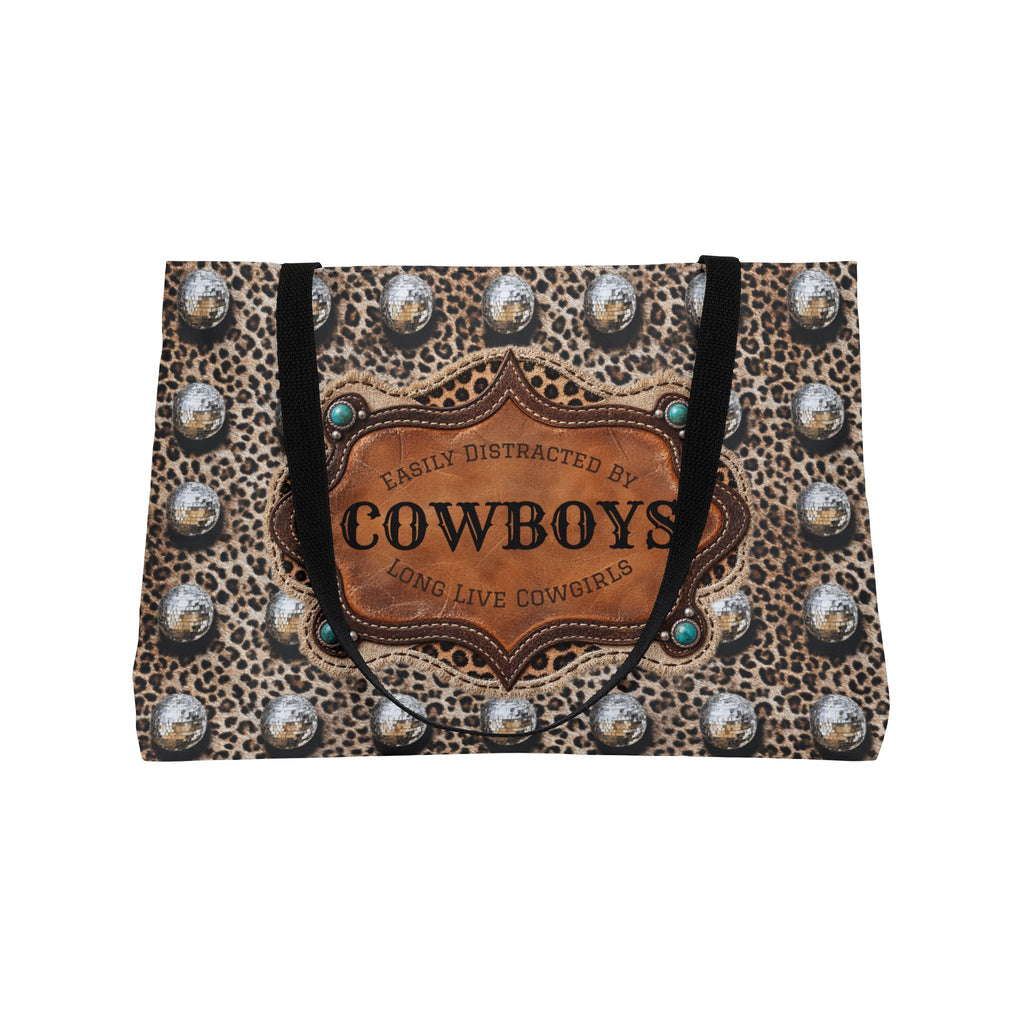 Personalized Western Weekender Bag, Custom Cowboy Name Tote, Leopard Disco Ball Travel Bag