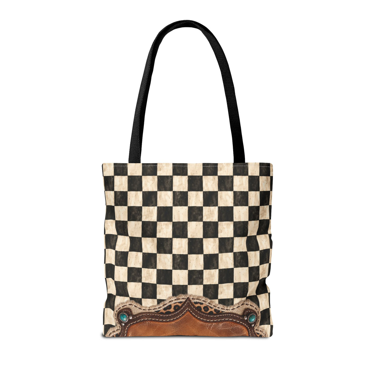 Personalized Tote Bag, Checkered Cowgirl Design, Custom Name