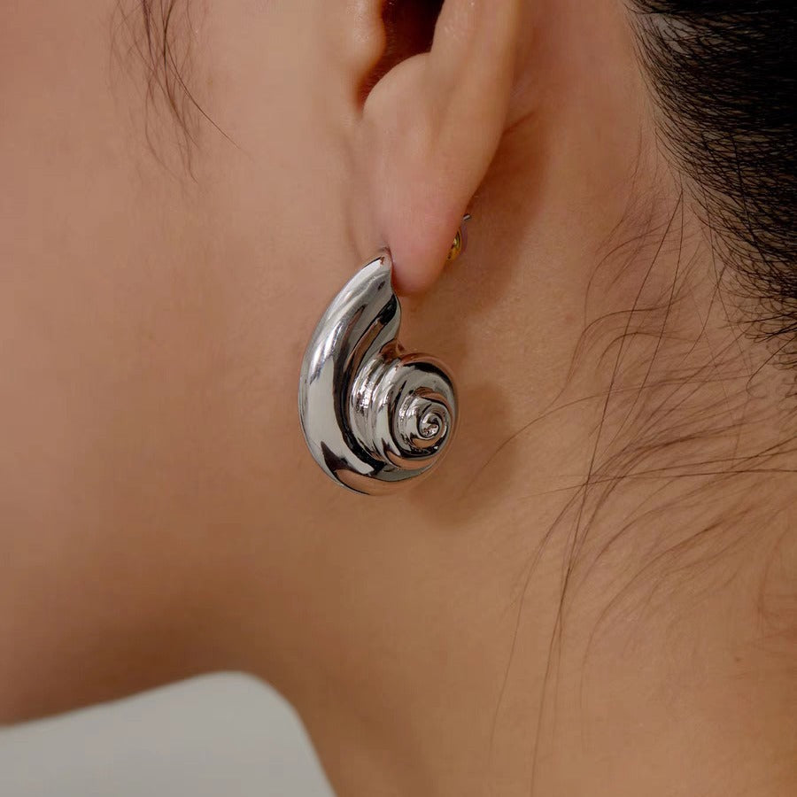 Silver Tide Conch Earrings