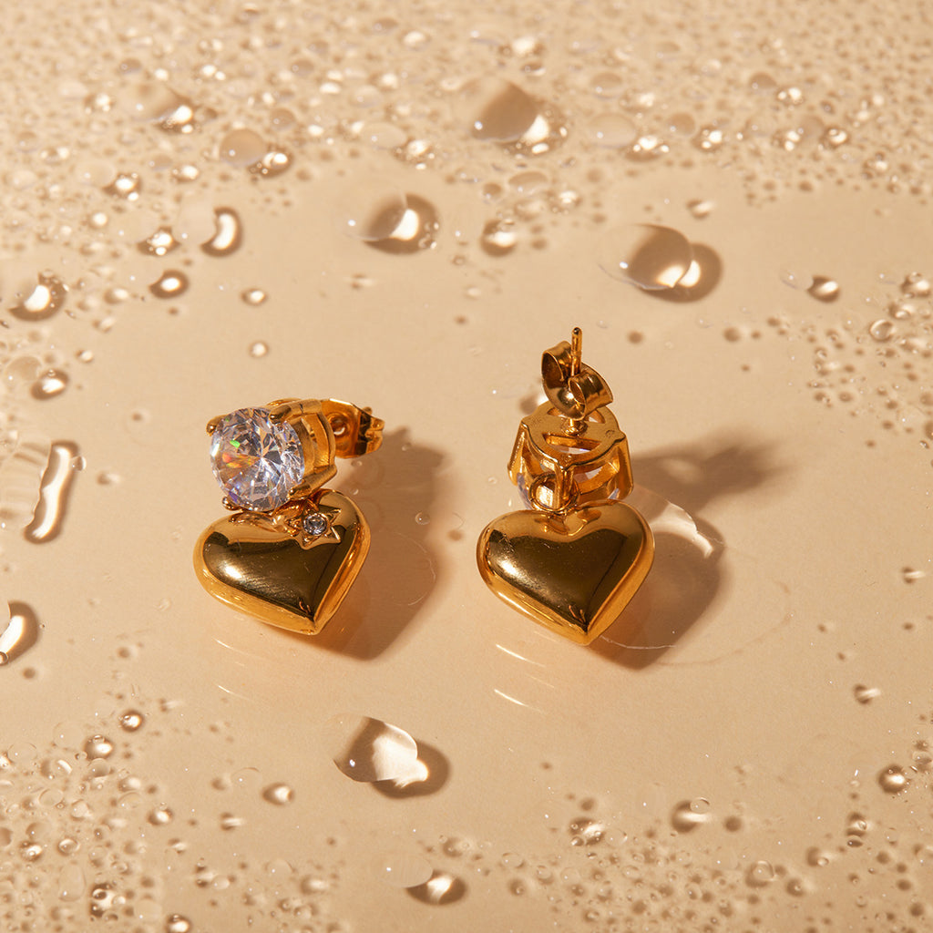 Golden Heartlight Drop Earrings