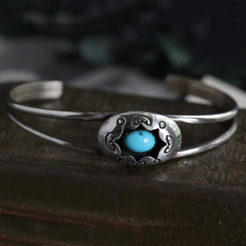 Turquoise-look western cuff bracelet with silver-tone detail for cowgirl outfits