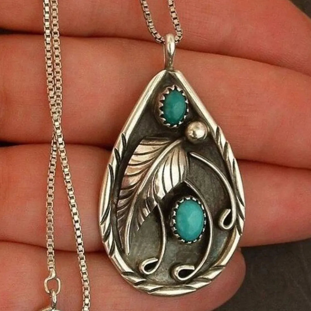Blue Mesa Etched Teardrop Pendant Necklace