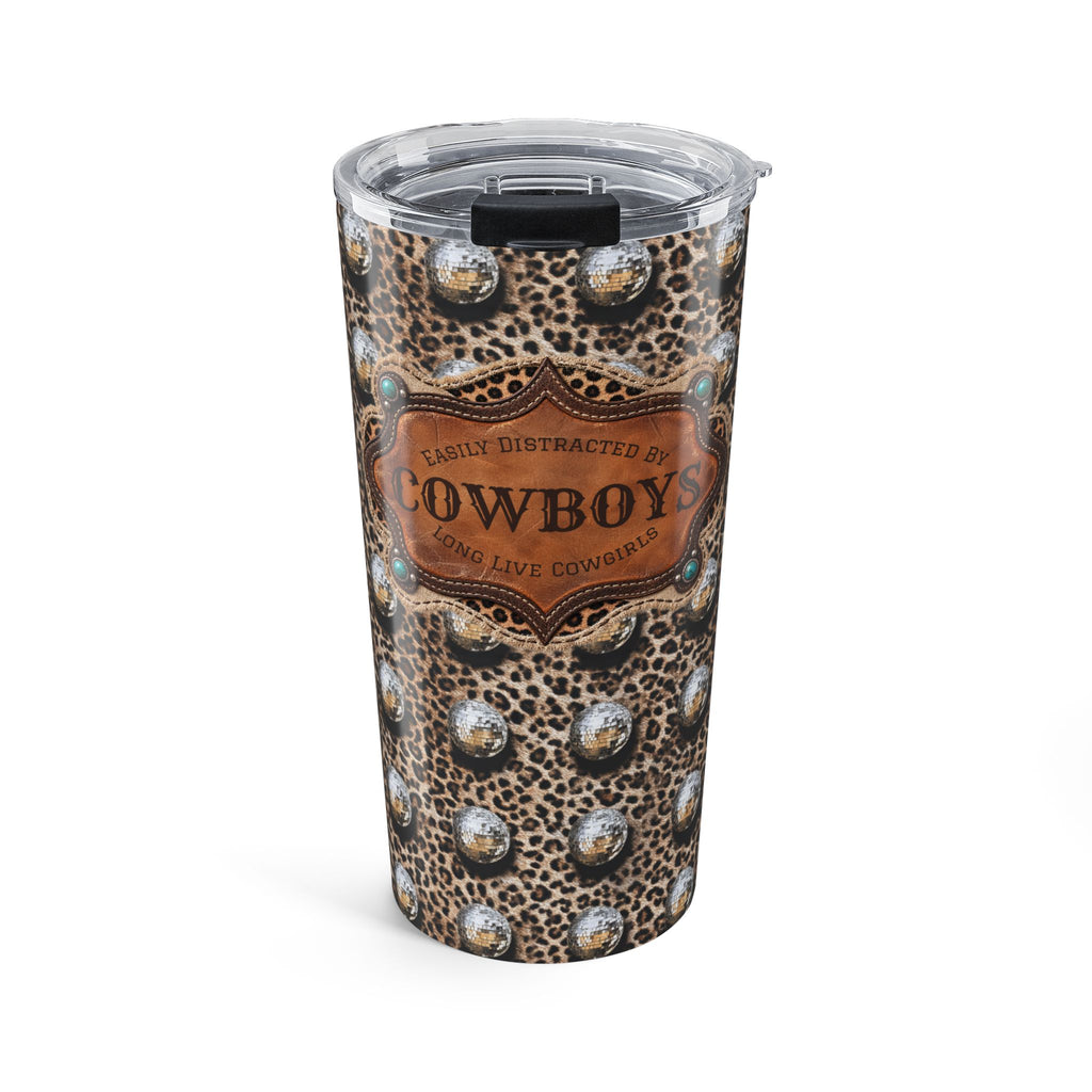 Personalized Western Tumbler, Custom Cowboy Name Cup, Leopard Disco Ball 20 oz Travel Mug