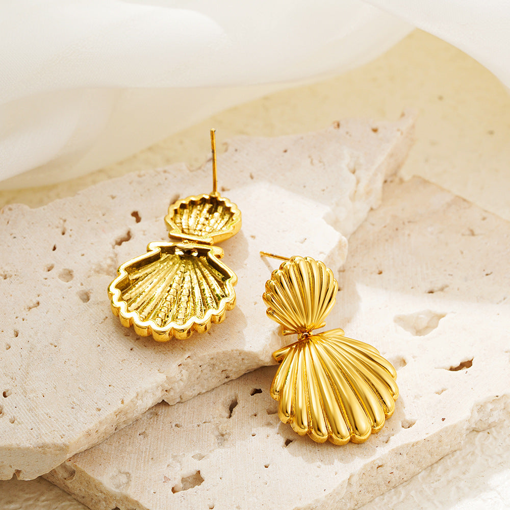 Sunlit Shell Statement Earrings