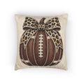 Football Pillow with Leopard Bow, Woven Tapestry Fall Decor