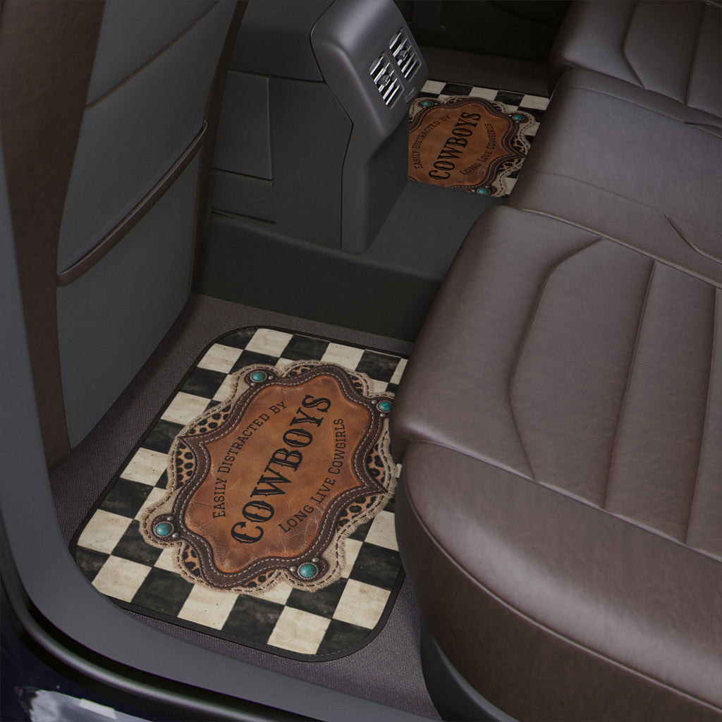 Car Floor Mats, Personalized Western Cowgirl Car Accessories, Custom Name