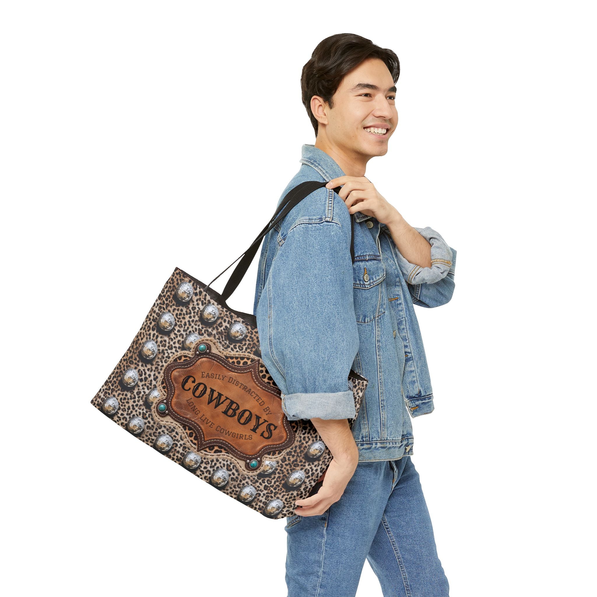 Personalized Western Weekender Bag, Custom Cowboy Name Tote, Leopard Disco Ball Travel Bag