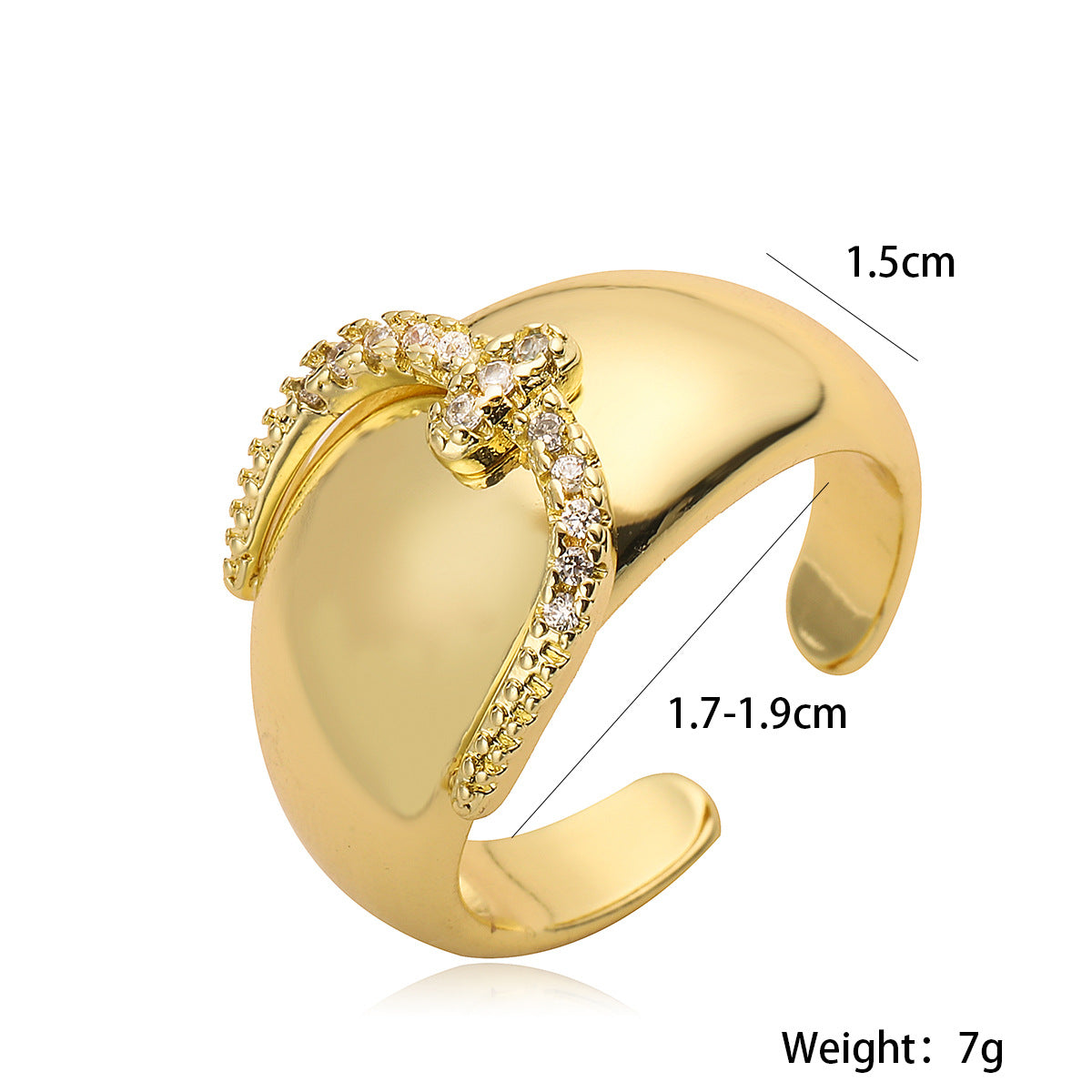 Golden Loop Clear-Accent Cuff Ring